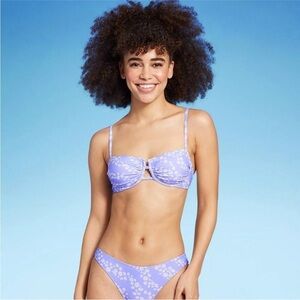 Wild Fable Underwire Bikini Top  Purple Daisy Print SMALL NWOT